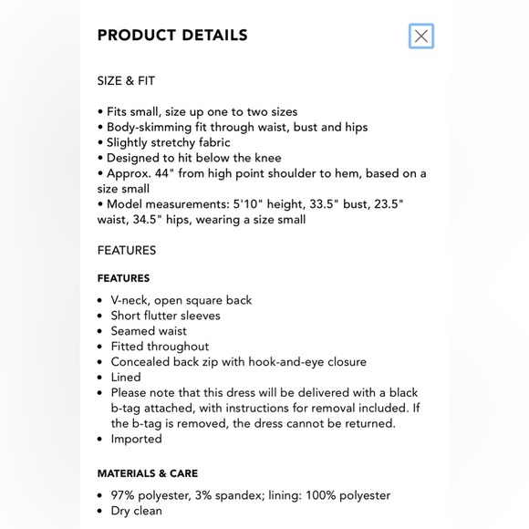 Dress The Population Navy Louisa Flutter Sleeve Sheath Dress Small (Best Fits XS - Picture 9 of 9